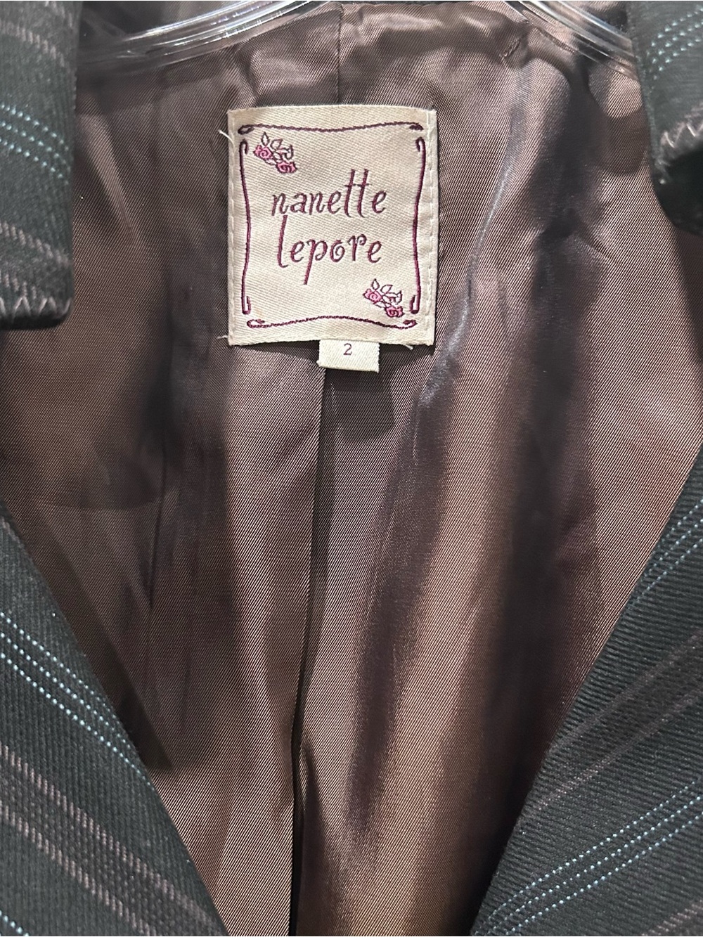 Vintage Nanette Lepore pinstripe pantsuit, corset blazer tailored trousers sz 2 - Picture 6 of 11